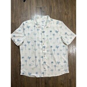 Johnnie O Cool Breeze Mens XL Hawaiian Shirt SS Button Palm Tree All Over Print